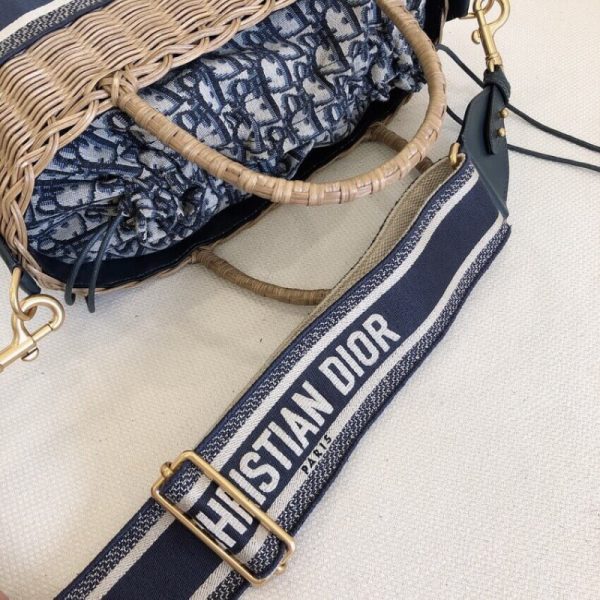 Replica Dior Oblique Wicker Basket Shoulder Bag Blue M7601 - Image 14