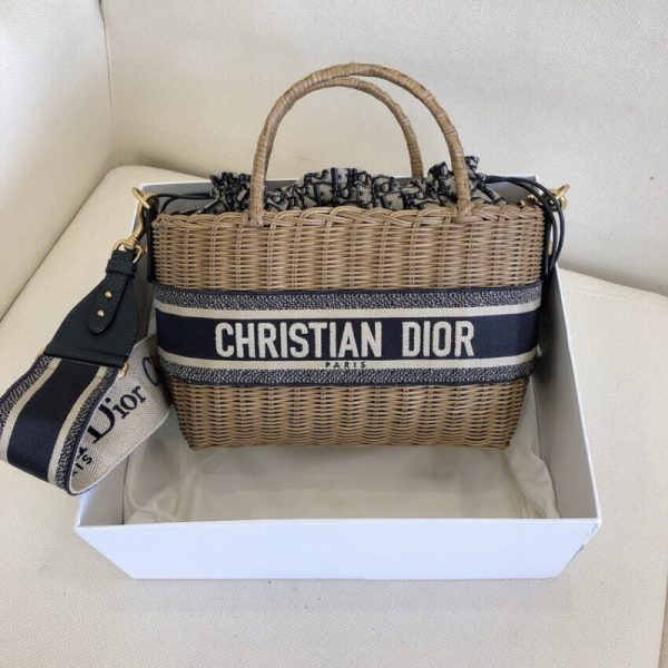 Replica Dior Oblique Wicker Basket Shoulder Bag Blue M7601 - Image 3