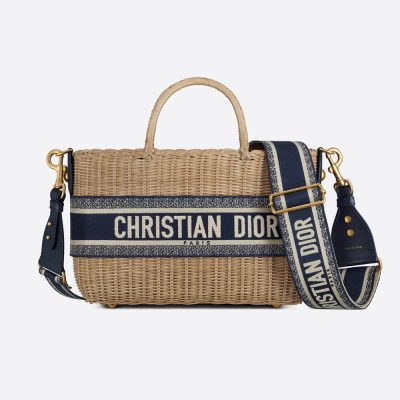 Replica Dior Oblique Wicker Basket Shoulder Bag Blue M7601