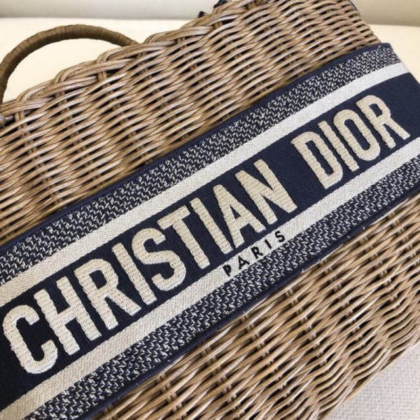 Replica Dior Oblique Wicker Basket Shoulder Bag Blue M7601 - Image 7