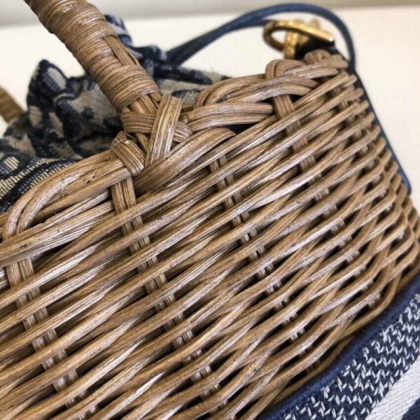 Replica Dior Oblique Wicker Basket Shoulder Bag Blue M7601 - Image 8
