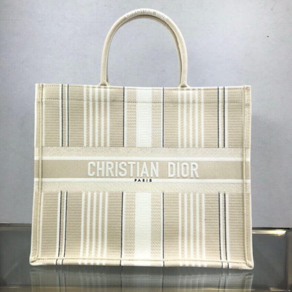 Replica Dior Book Tote Beige Stripes Embroidery M1286 - Image 2