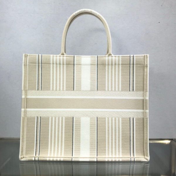 Replica Dior Book Tote Beige Stripes Embroidery M1286 - Image 3