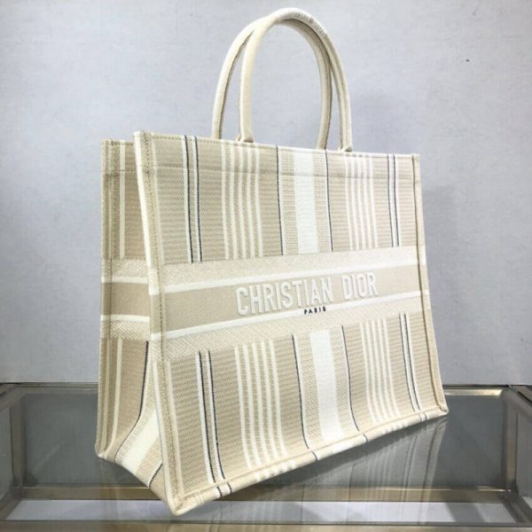 Replica Dior Book Tote Beige Stripes Embroidery M1286 - Image 5