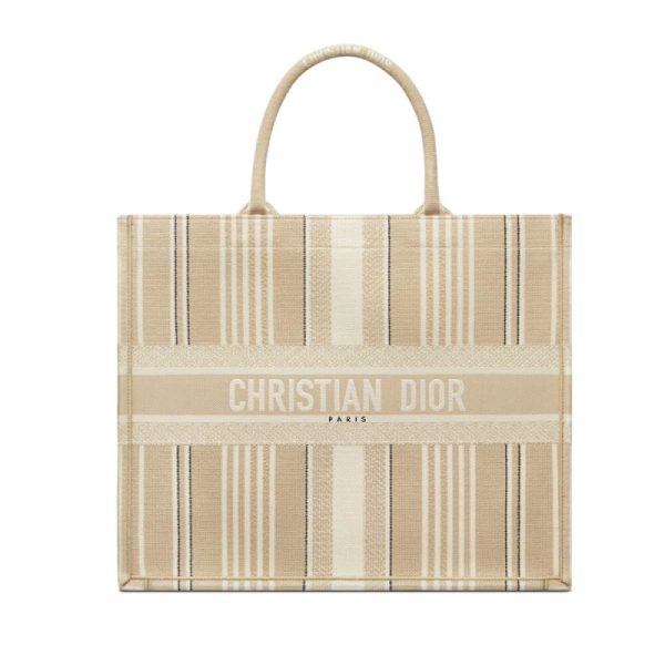 Replica Dior Book Tote Beige Stripes Embroidery M1286