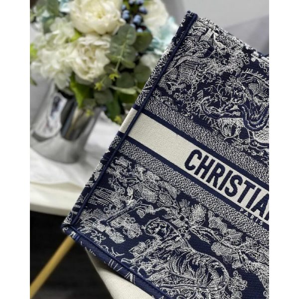 Replica Dior Book Tote Blue Toile De Jouy Reverse Embroidery - Image 4