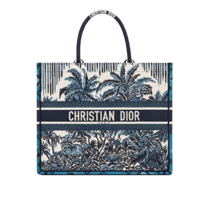 Replica Dior Book Tote - Blue Palms Embroidery M1286