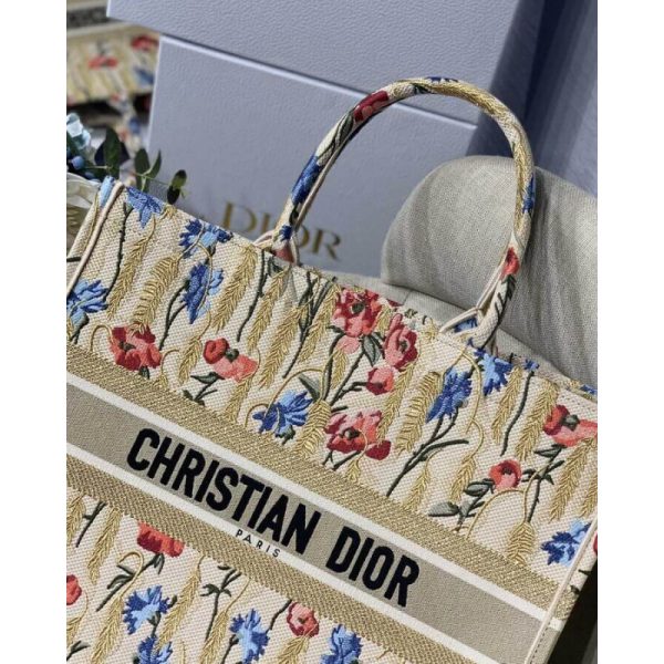 Replica Dior Book Tote: Hibiscus Metallic Embroidery M1286 - Image 3