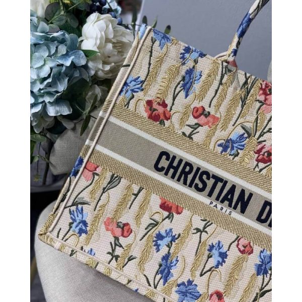 Replica Dior Book Tote: Hibiscus Metallic Embroidery M1286 - Image 4