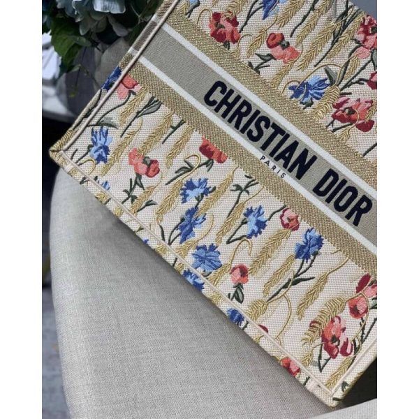 Replica Dior Book Tote: Hibiscus Metallic Embroidery M1286 - Image 5