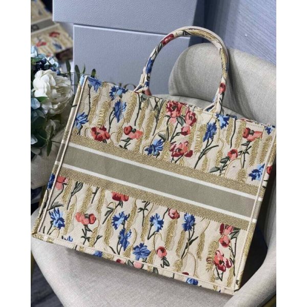 Replica Dior Book Tote: Hibiscus Metallic Embroidery M1286 - Image 6