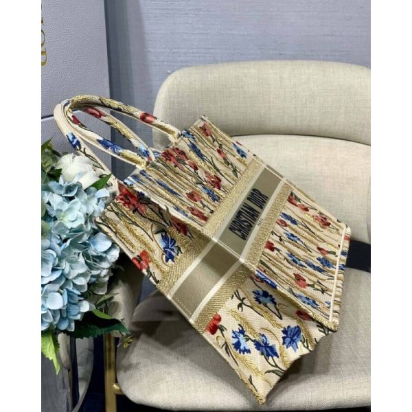 Replica Dior Book Tote: Hibiscus Metallic Embroidery M1286 - Image 7