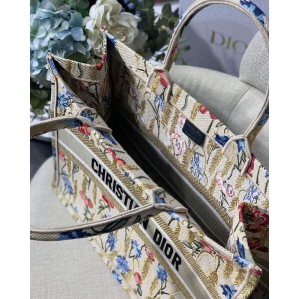 Replica Dior Book Tote: Hibiscus Metallic Embroidery M1286 - Image 9