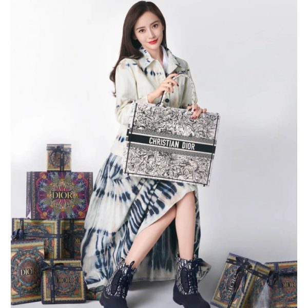 Replica Dior Book Tote Latte Multicolor Zodiac Embroidery M1286