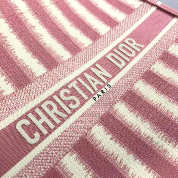 Dior Book Tote Replica: Pink D-Stripes Embroidery M1286 - Image 6