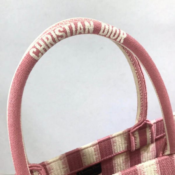 Dior Book Tote Replica: Pink D-Stripes Embroidery M1286 - Image 7