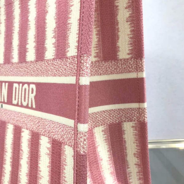Dior Book Tote Replica: Pink D-Stripes Embroidery M1286 - Image 8