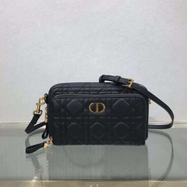Dior Caro Double Pouch Black Cannage Calfskin Replica M9237 - Image 2