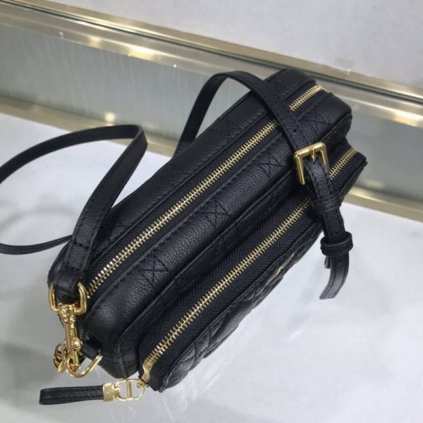 Dior Caro Double Pouch Black Cannage Calfskin Replica M9237 - Image 4