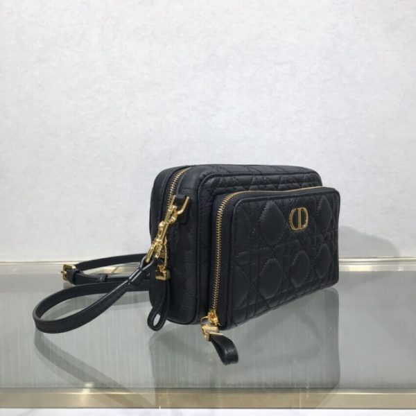 Dior Caro Double Pouch Black Cannage Calfskin Replica M9237 - Image 5