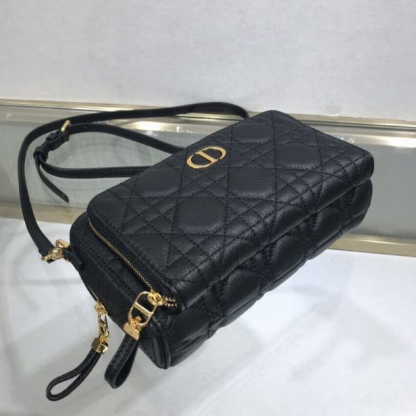 Dior Caro Double Pouch Black Cannage Calfskin Replica M9237 - Image 9