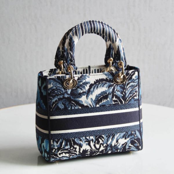 Replica Dior Medium Blue Embroidery Lady D-Lite Bag M0565 - Image 4