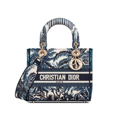 Replica Dior Medium Blue Embroidery Lady D-Lite Bag M0565
