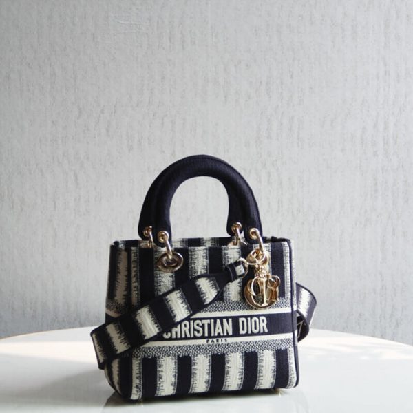 Replica Dior Blue D-Stripes Lady D-Lite Bag M0565 - Image 4