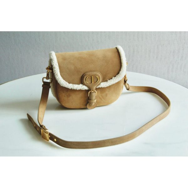 Replica Dior Medium Bobby Shearling Bag in Camel M9319 - Image 3