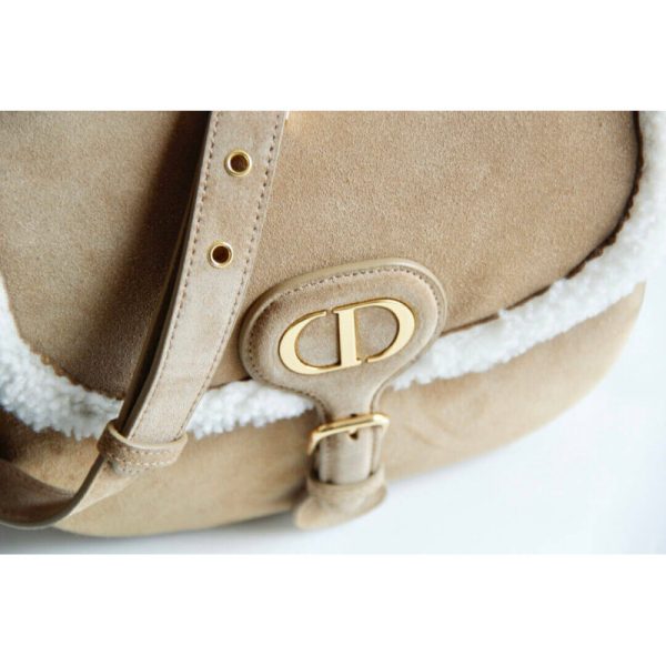 Replica Dior Medium Bobby Shearling Bag in Camel M9319 - Image 4