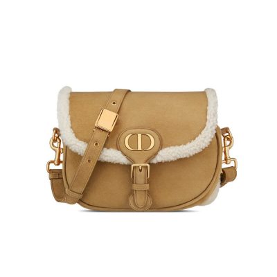 Replica Dior Medium Bobby Shearling Bag in Camel M9319