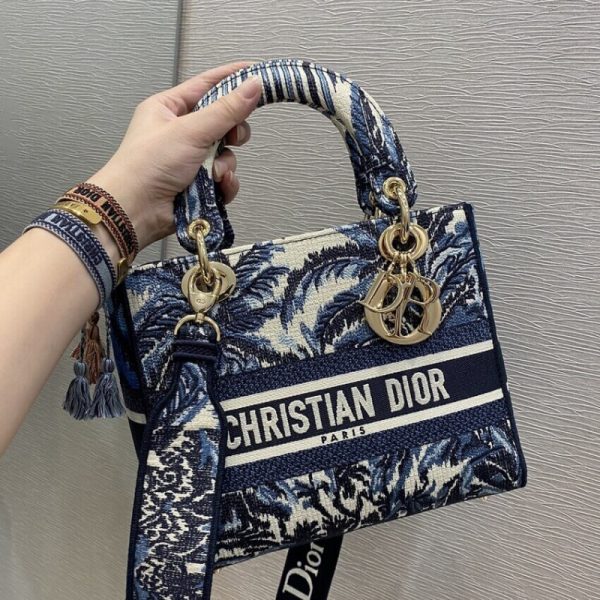 Replica Dior Lady D-Lite Blue Dior Palms Embroidery Bag - Image 4