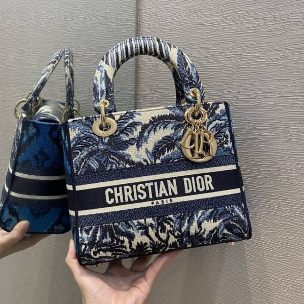 Replica Dior Lady D-Lite Blue Dior Palms Embroidery Bag - Image 5