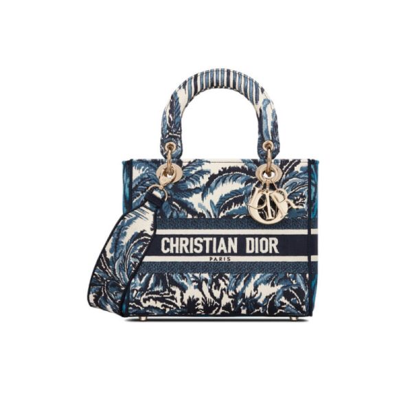Replica Dior Lady D-Lite Blue Dior Palms Embroidery Bag