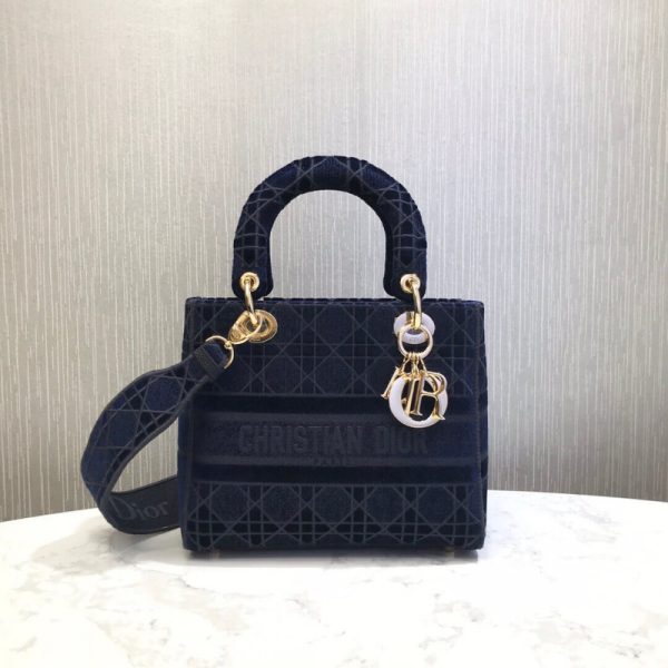 Replica Dior Lady D-Lite Embroidered Velvet M0565O Bag - Image 4