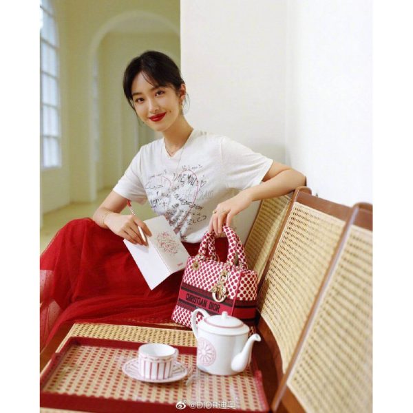 Replica Dior Medium Lady D-Lite Dioramour Dot Embroidery Bag - Image 2