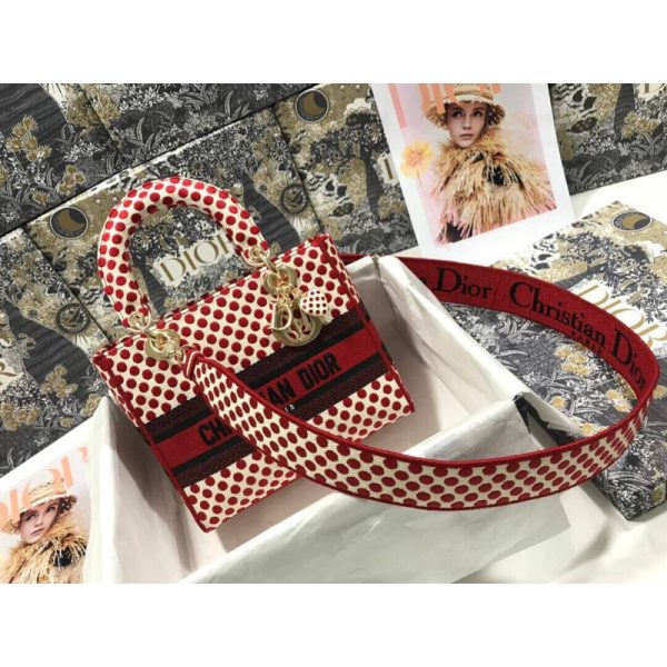 Replica Dior Medium Lady D-Lite Dioramour Dot Embroidery Bag - Image 3