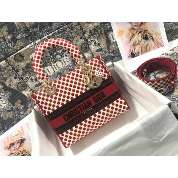 Replica Dior Medium Lady D-Lite Dioramour Dot Embroidery Bag - Image 4