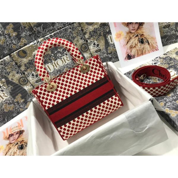 Replica Dior Medium Lady D-Lite Dioramour Dot Embroidery Bag - Image 5