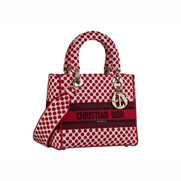 Replica Dior Medium Lady D-Lite Dioramour Dot Embroidery Bag
