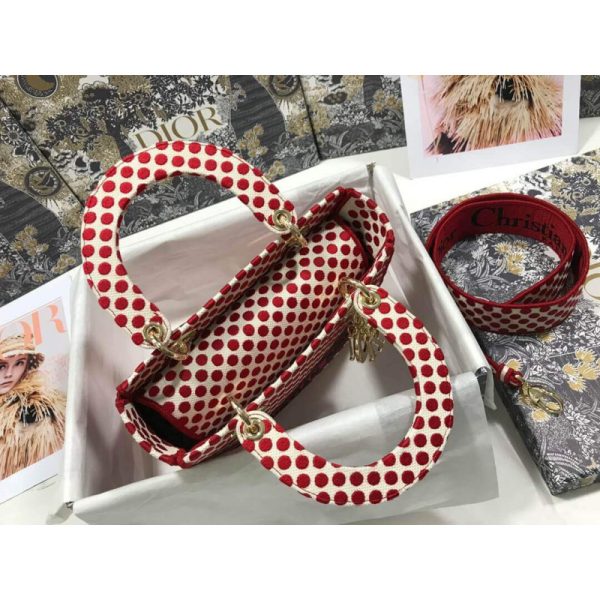Replica Dior Medium Lady D-Lite Dioramour Dot Embroidery Bag - Image 10