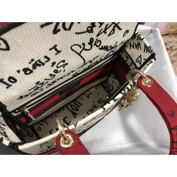 Replica Dior Lady D-Lite Latte Graffiti Embroidery Bag M0565 - Image 12