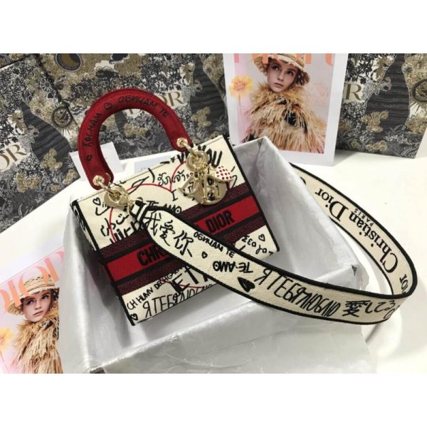 Replica Dior Lady D-Lite Latte Graffiti Embroidery Bag M0565 - Image 4