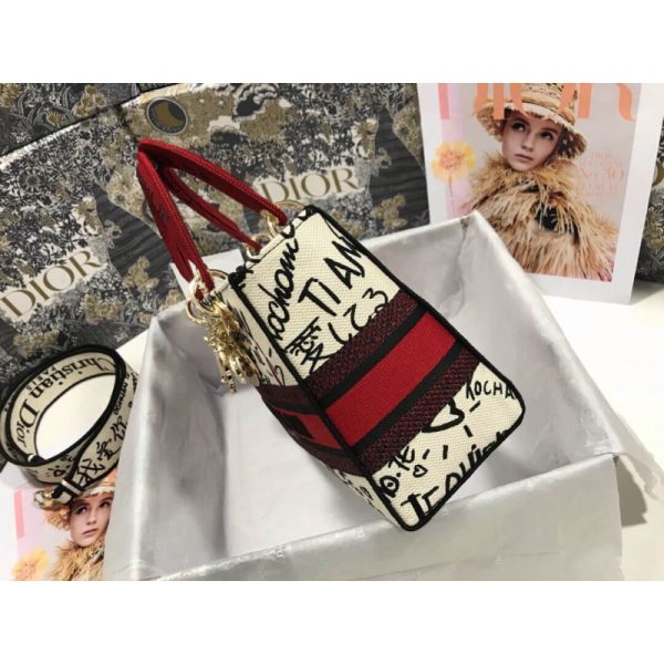 Replica Dior Lady D-Lite Latte Graffiti Embroidery Bag M0565 - Image 7