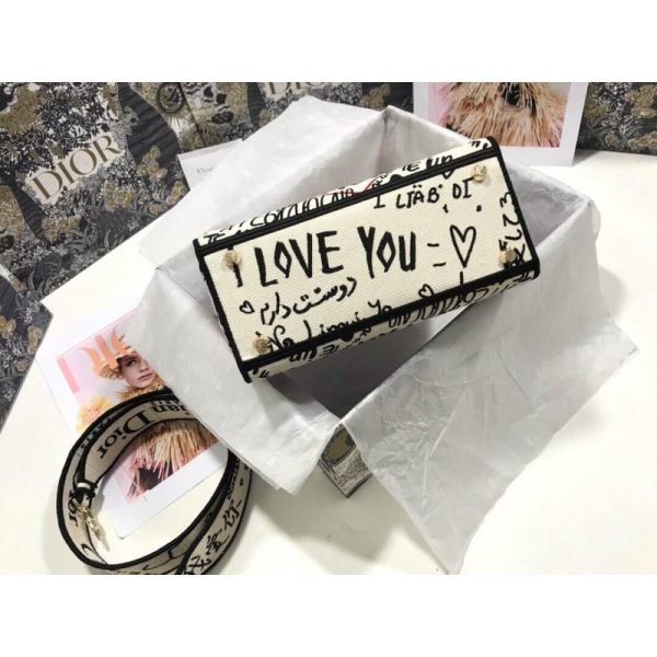 Replica Dior Lady D-Lite Latte Graffiti Embroidery Bag M0565 - Image 8