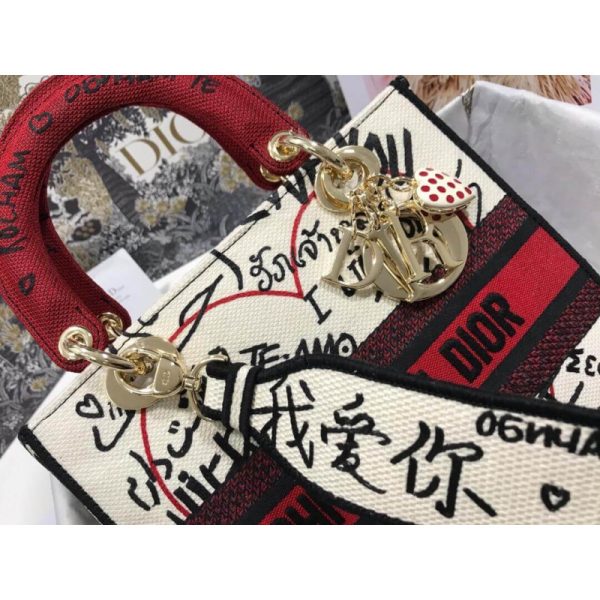 Replica Dior Lady D-Lite Latte Graffiti Embroidery Bag M0565 - Image 9