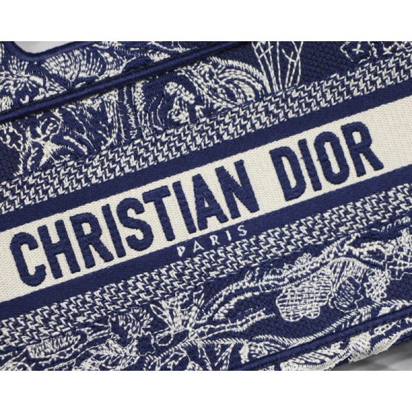 Dior Mini Book Tote Blue Embroidery Replica M1271 - Image 2