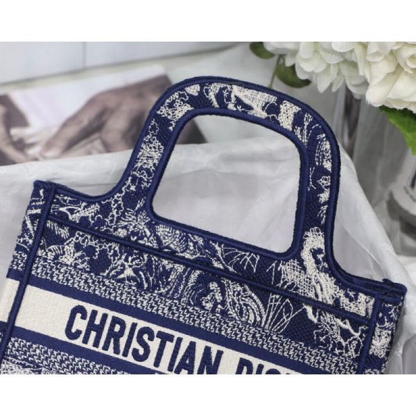 Dior Mini Book Tote Blue Embroidery Replica M1271 - Image 3