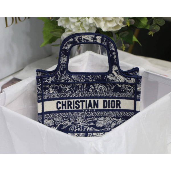 Dior Mini Book Tote Blue Embroidery Replica M1271 - Image 5