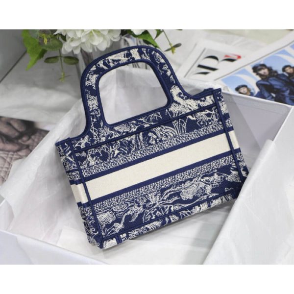 Dior Mini Book Tote Blue Embroidery Replica M1271 - Image 6